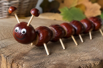 Keet is creatief met kastanjes